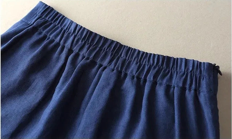 High Waist Casual Cotton and Linen Wide Leg Pants