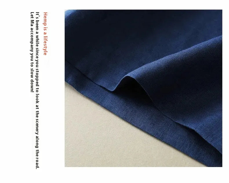 High Waist Casual Cotton and Linen Wide Leg Pants