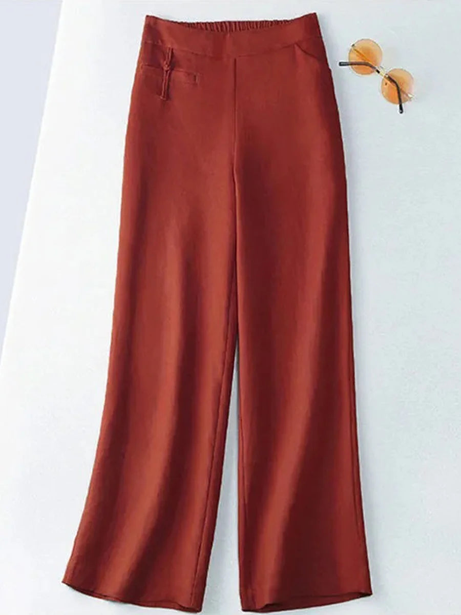 High Waist Casual Cotton and Linen Wide Leg Pants