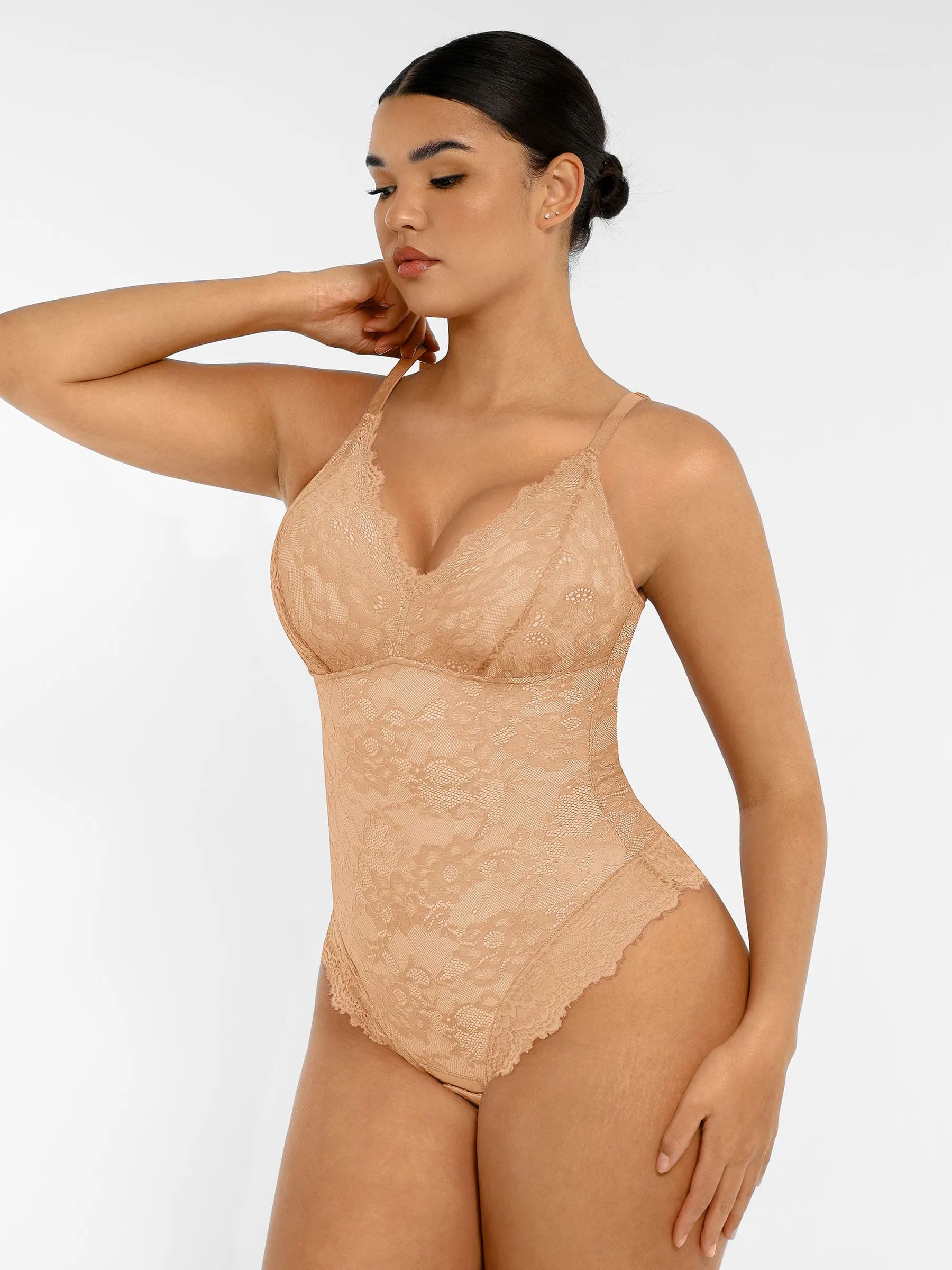 Lace V Neck Full Bodysuit