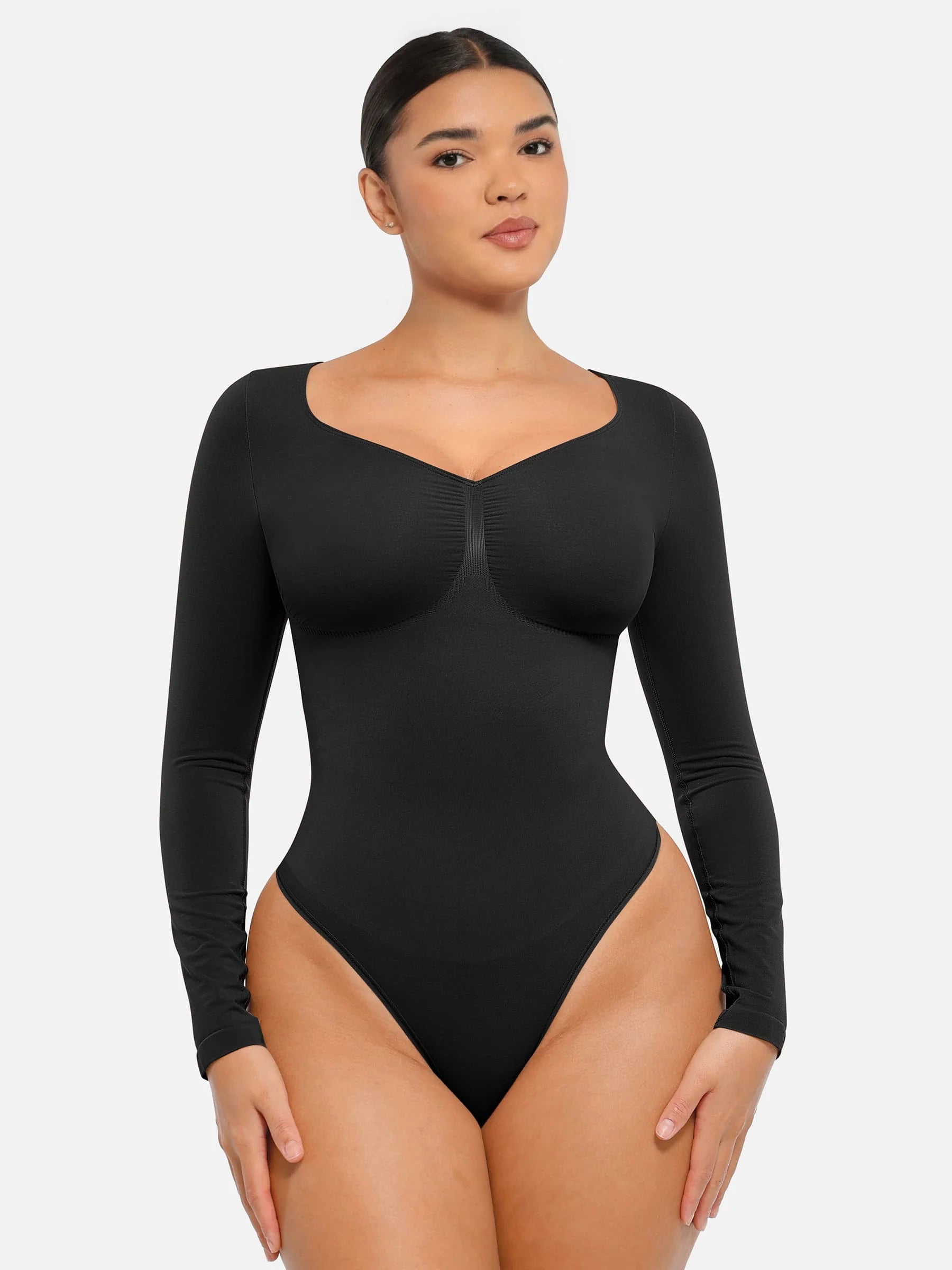 Long Sleeve Tummy Control Thong Bodysuit