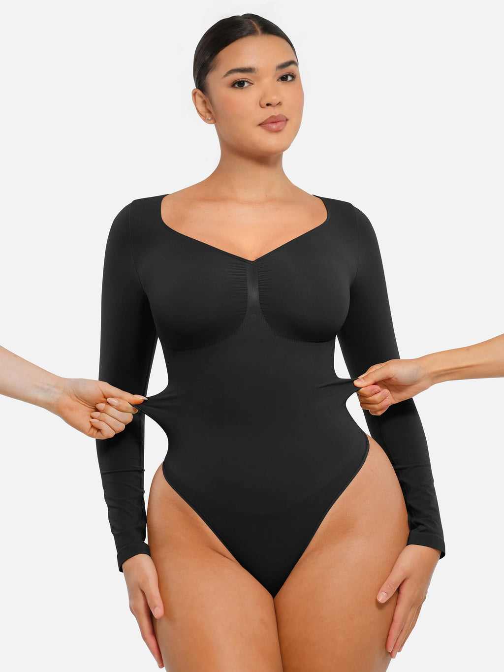 Long Sleeve Tummy Control Thong Bodysuit