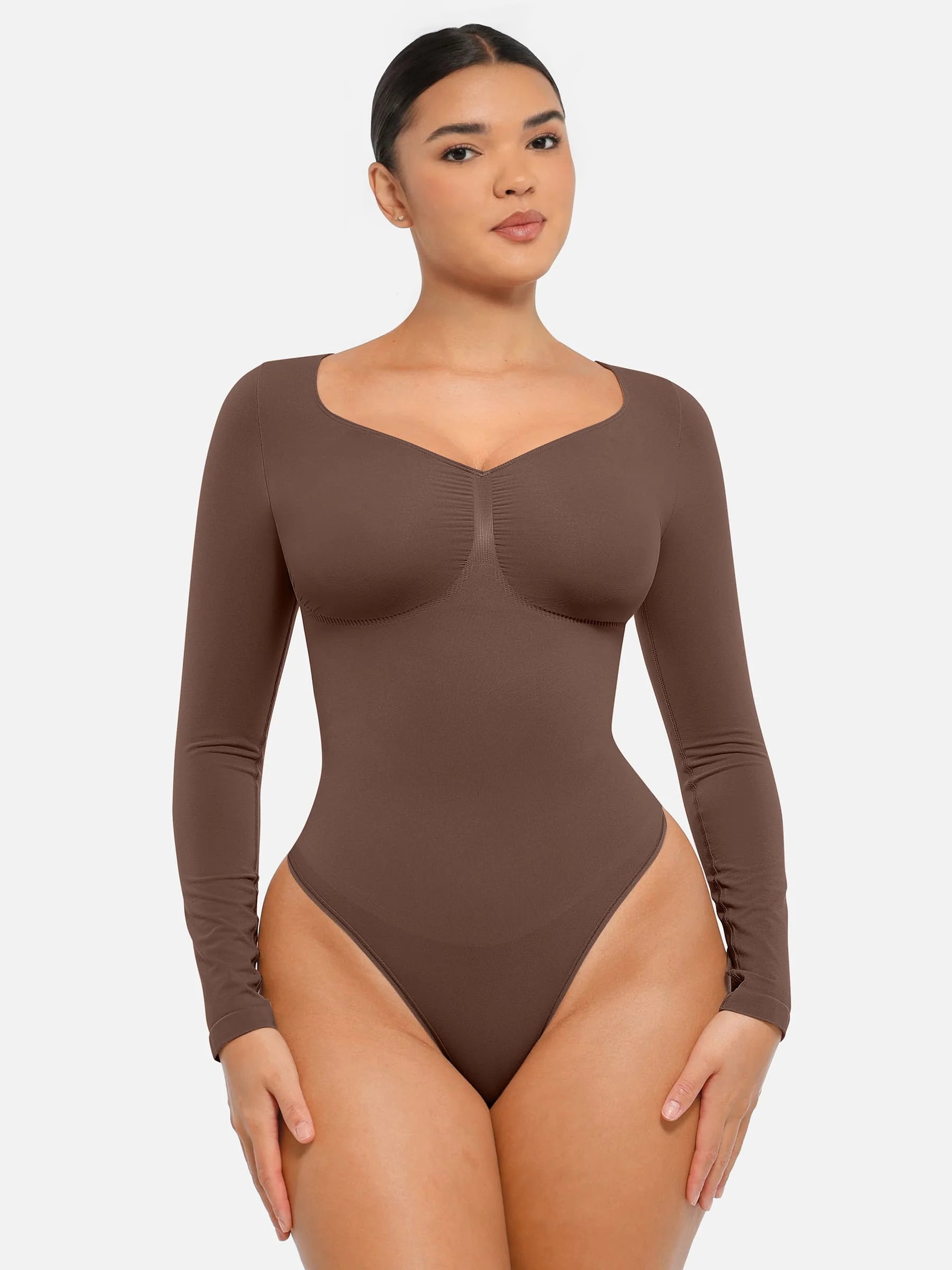 Long Sleeve Tummy Control Thong Bodysuit