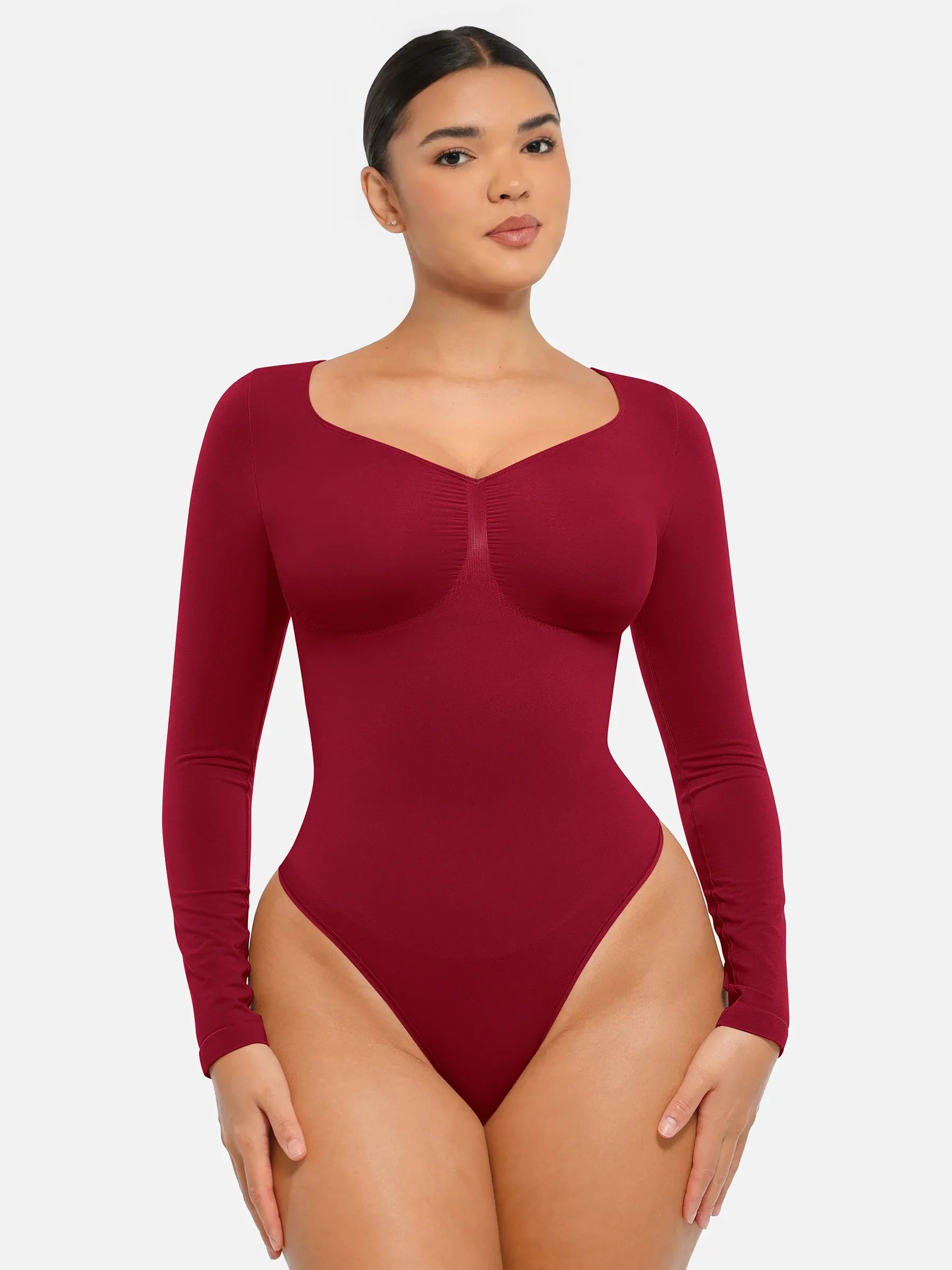 Long Sleeve Tummy Control Thong Bodysuit