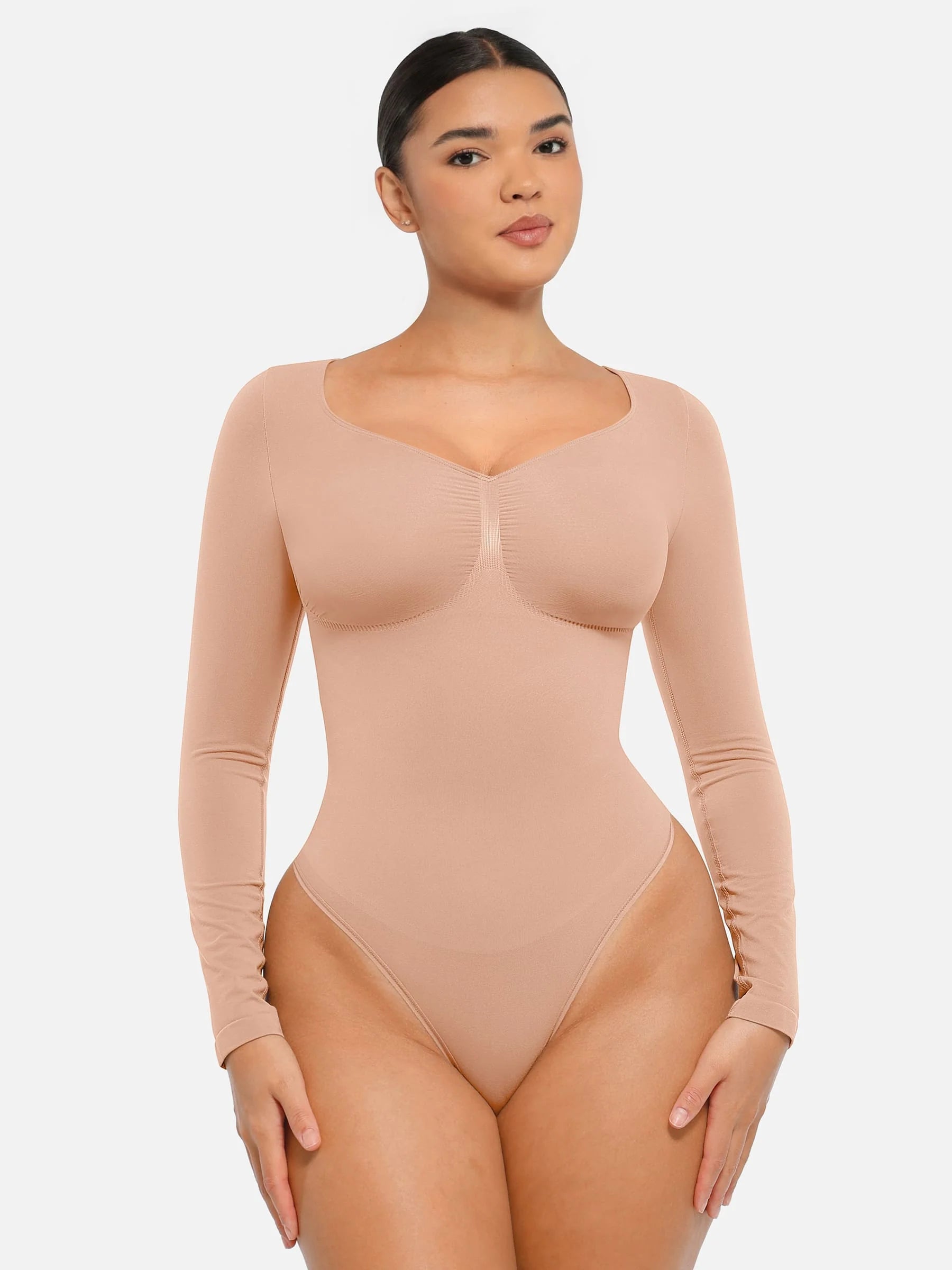 Long Sleeve Tummy Control Thong Bodysuit
