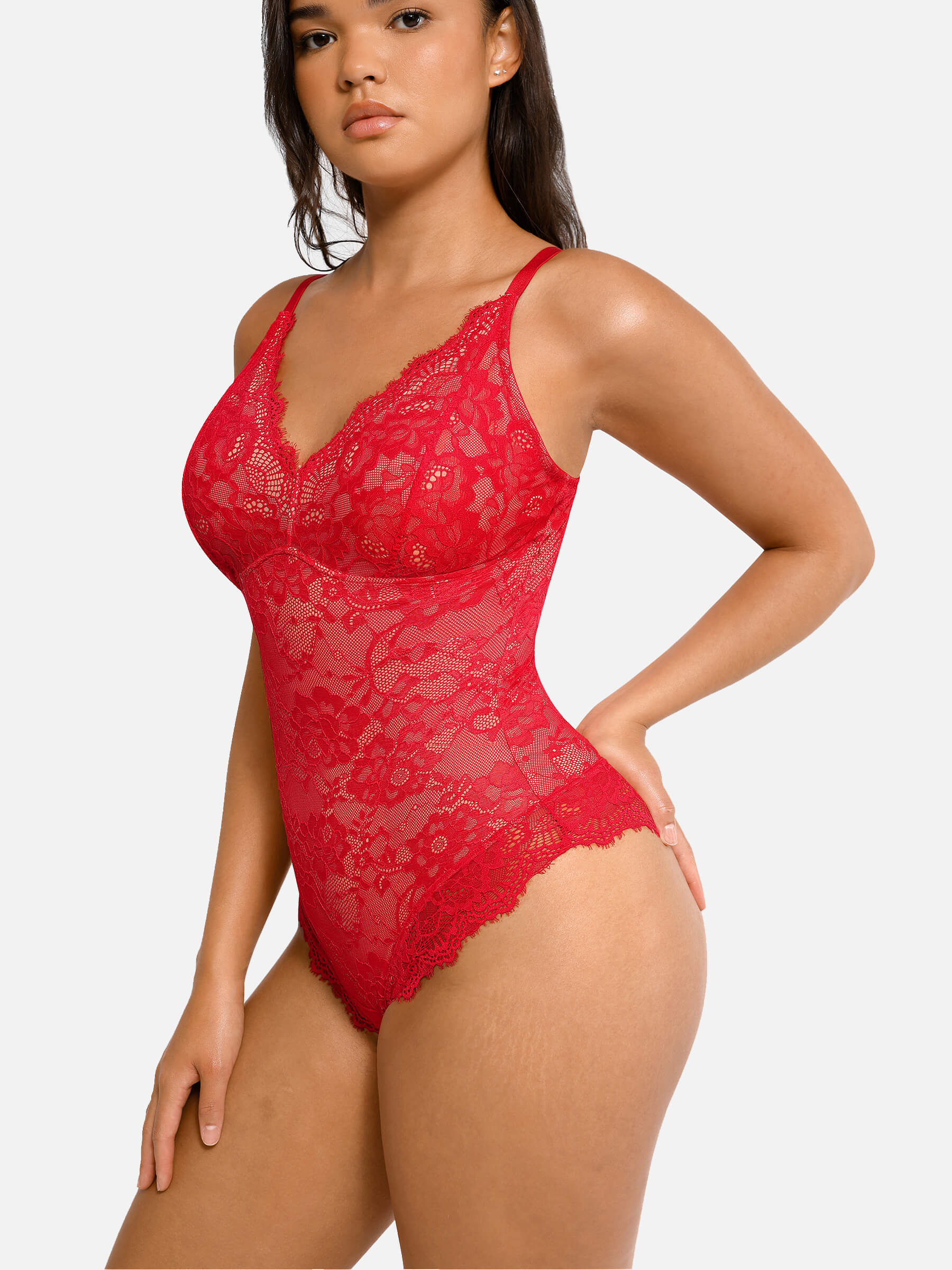 Lace V Neck Full Bodysuit