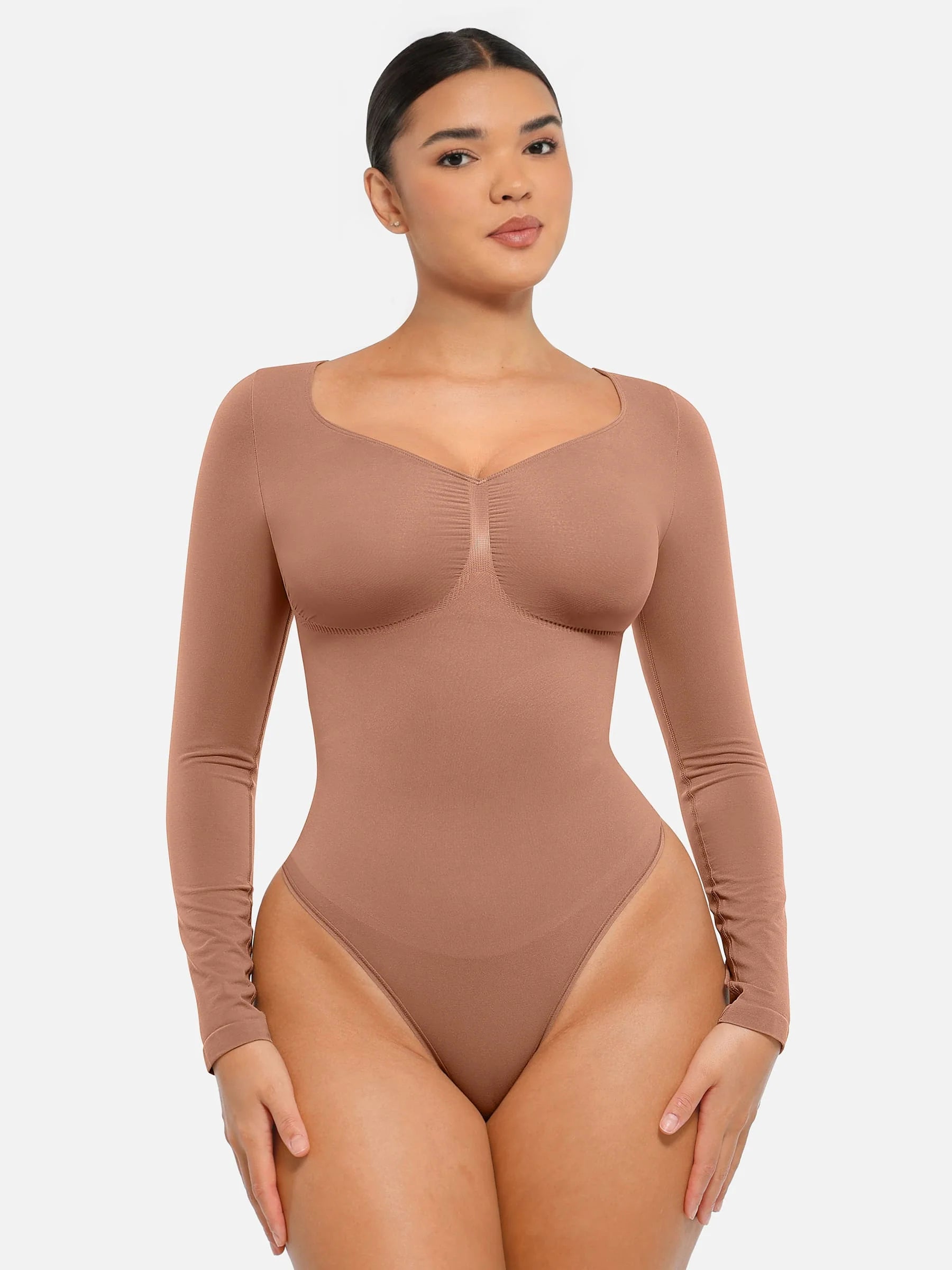 Long Sleeve Tummy Control Thong Bodysuit