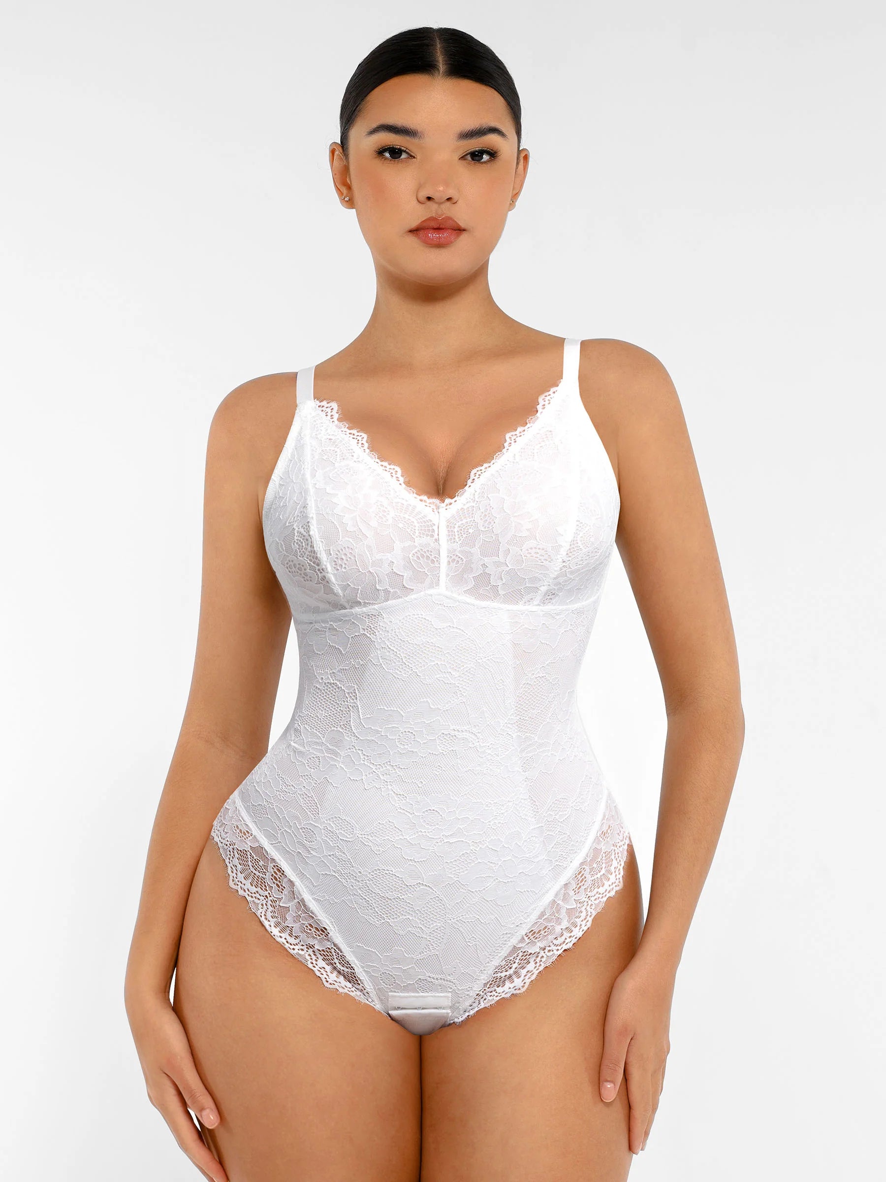 Lace V Neck Full Bodysuit