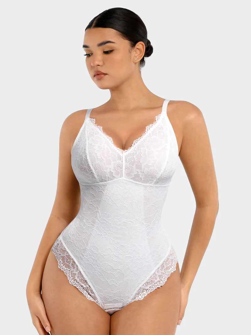 Lace V Neck Full Bodysuit