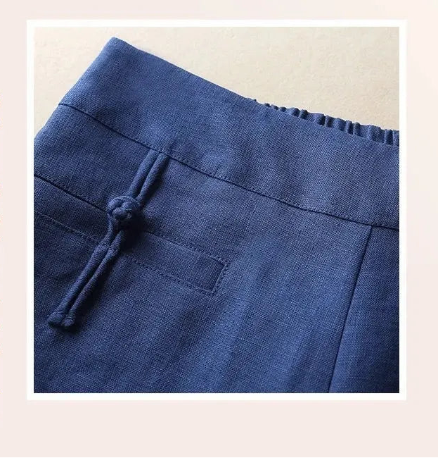 High Waist Casual Cotton and Linen Wide Leg Pants